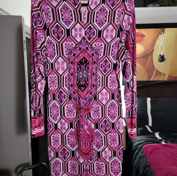 Venus Fushia Print Form Fitted Midi Large - Picture 2 of 6